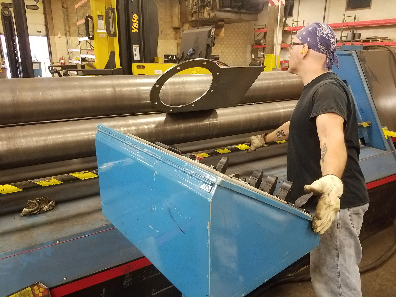 Team member working on a project at Huron Fabrication